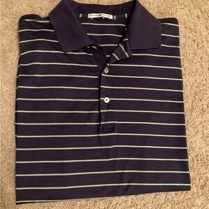 Peter Millar Navy Striped Polo Golf Shirt